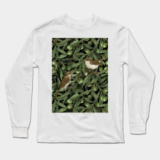 Nightingales in the olive tree Long Sleeve T-Shirt